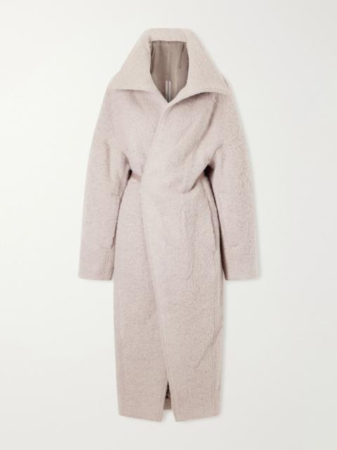Rick Owens Dracucollar belted alpaca and virgin wool-blend coat Blush