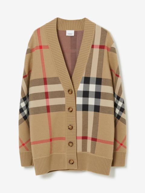 Check Technical Wool Jacquard Cardigan