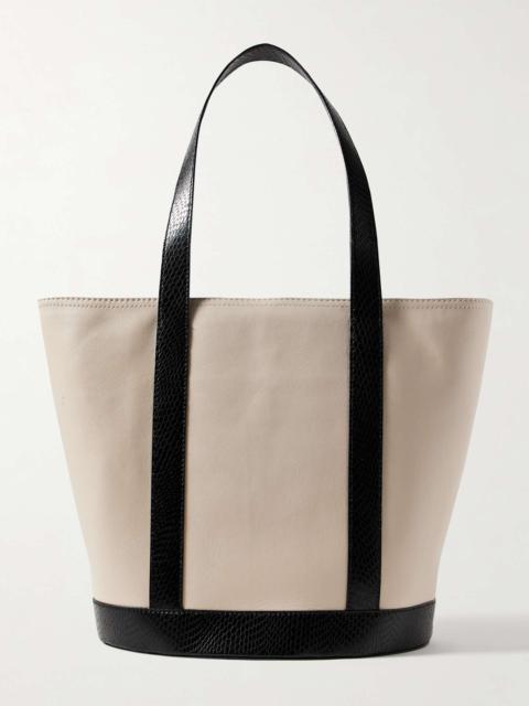 Allora snake-effect trimmed textured-leather tote