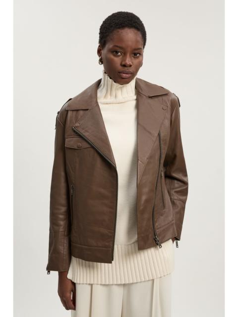 KAREN MILLEN Leather Minimal Biker Jacket