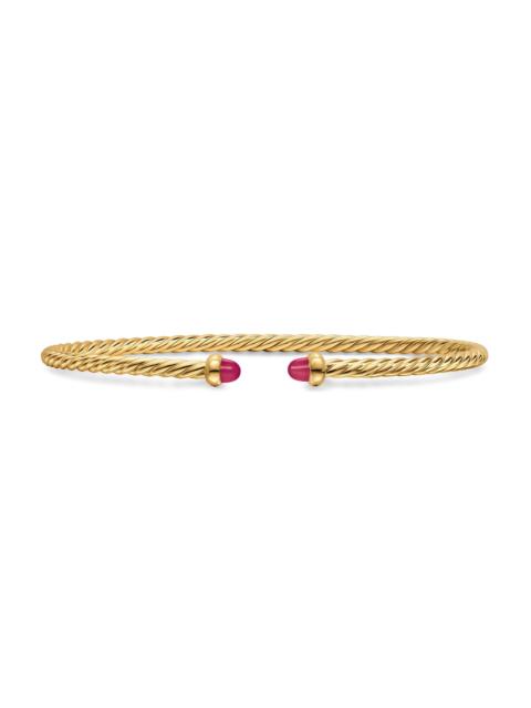 DAVID YURMAN Women's Micro Cablespira Flex Bracelet in 18K Yellow Gold - Ruby