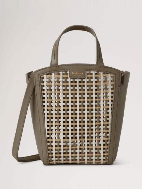 Mini Clovelly Tote Linen Green, Beige Pine & Eggshell Leather Netting