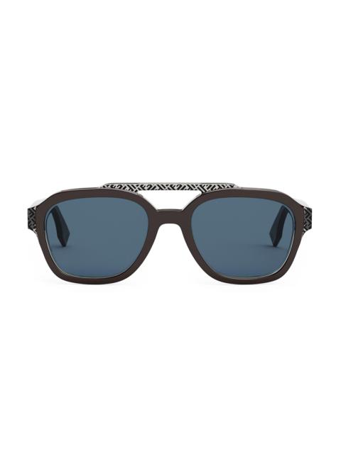 FENDI Men 52MM Logo Acetate Sunglasses - Dark Brown
