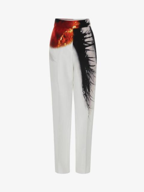 Alexander McQueen Women's Iris Wide Leg Trousers in White/amber