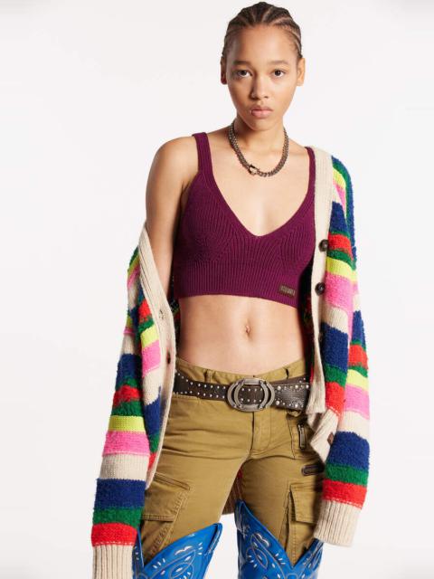 DSQUARED2 CROPPED TOP HALF CARDIGAN STITCH KNIT