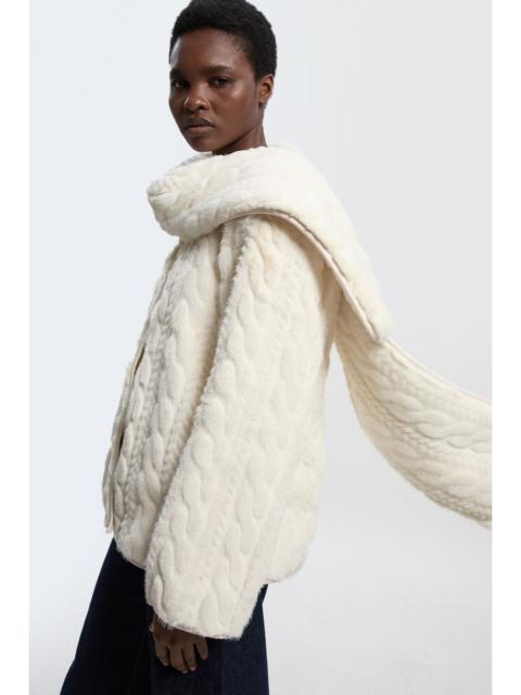 KAREN MILLEN Petite Textured Faux Fur Scarf Neck Coat