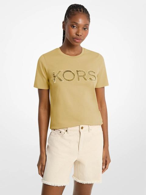 MICHAEL KORS Sequined Logo Cotton T-Shirt