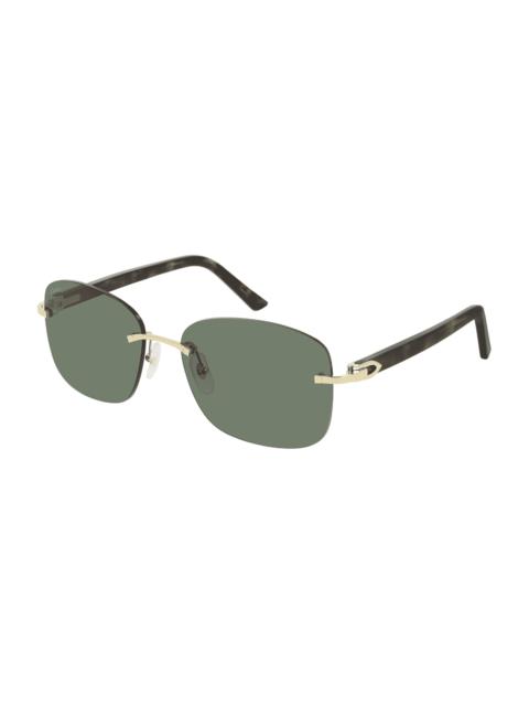 Men's Rimless Metal Rectangle Sunglasses