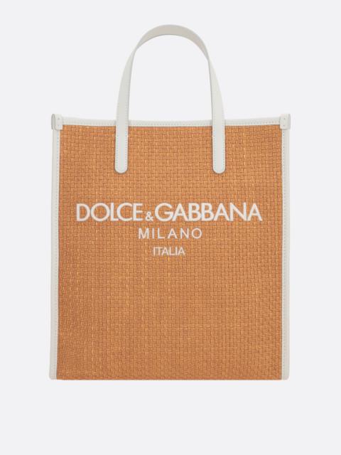 Dolce & Gabbana SYNTHETIC RAFFIA AND SMOOTH LEATHER TOTE BAG