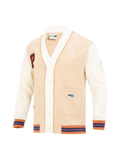 PUMA Team Badge V-neck Jacket 'Beige' 677374-67