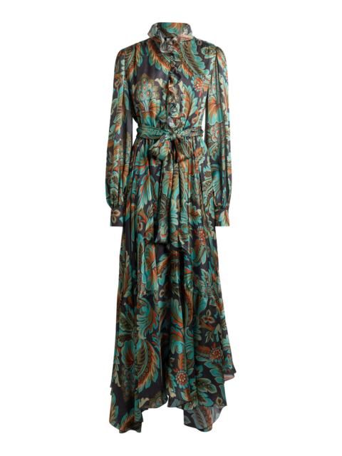 Etro Ruffled Silk Maxi Dress black