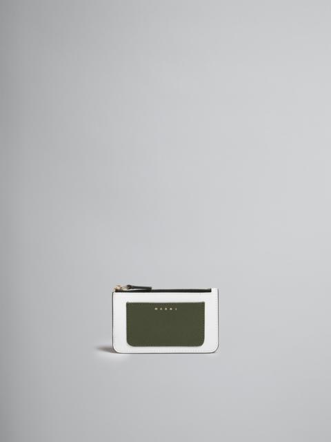 Marni GREEN MULTICOLOUR SAFFIANO LEATHER CARD CASE
