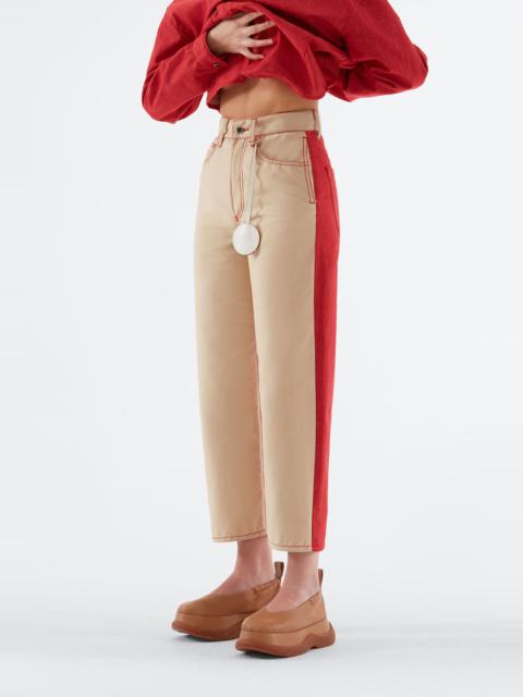 SUNNEI BEIGE & RED DENIM PANTS