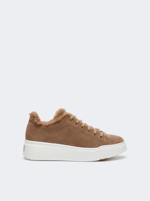 Max Mara TMAXI Suede and Teddy fabric trainers - CAMEL