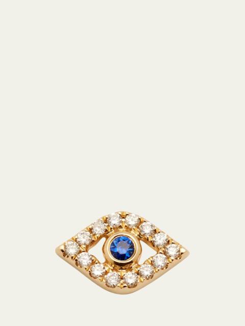 SYDNEY EVAN 14K Yellow Gold Large Sapphire Bezel Eye Stud Earring, Single