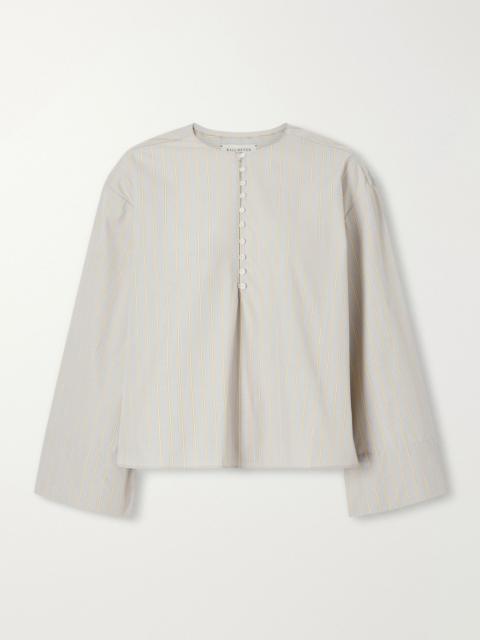 KALLMEYER Marguerite striped cotton-poplin blouse Taupe