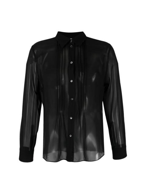 Aspesi pintuck-detailing sheer silk shirt