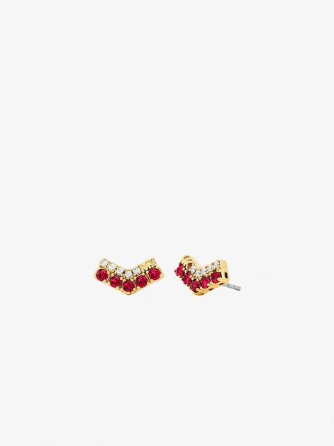 MICHAEL KORS Two-Tone Pavé Chevron Stud Earrings