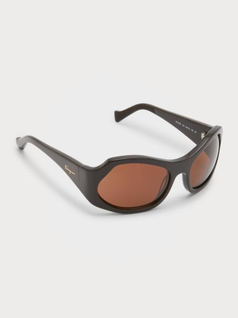 FERRAGAMO Men's SF1078S Runway Wrap Sunglasses
