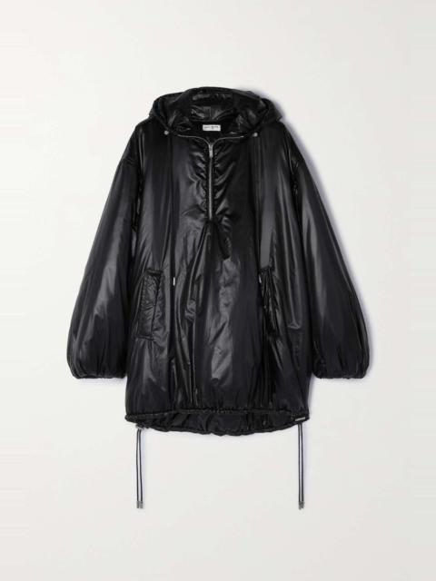 SAINT LAURENT Oversized hooded glossed-shell coat