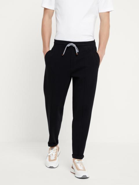 Brunello Cucinelli Techno cotton French terry trousers with crête detail