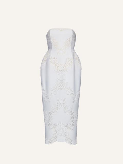 MAGDA BUTRYM Strapless hourglass lace corset midi dress in white