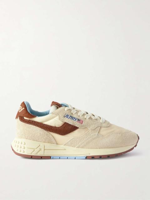 Reelwind Low calf hair-trimmed suede and shell sneakers Cream
