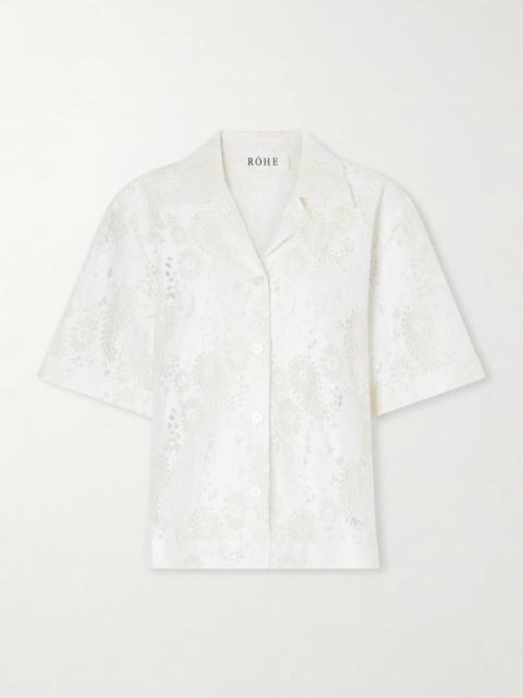 RÓHE Alicia Embroidered Linen-blend Lace Shirt