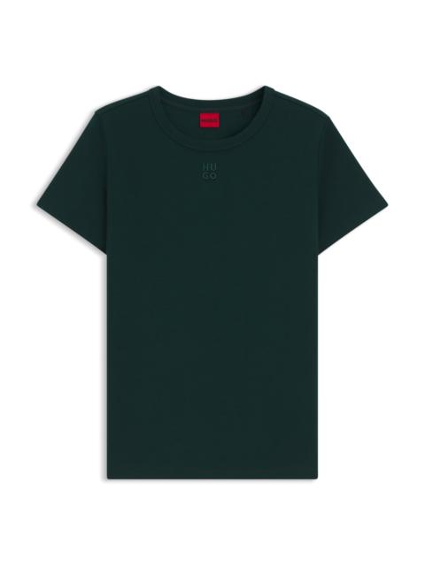 HUGO COTTON T-SHIRT WITH STACKED-LOGO EMBROIDERY