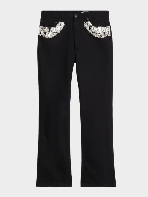 Alexander McQueen Men's Black Denim Slim Crystal-Trim Jeans