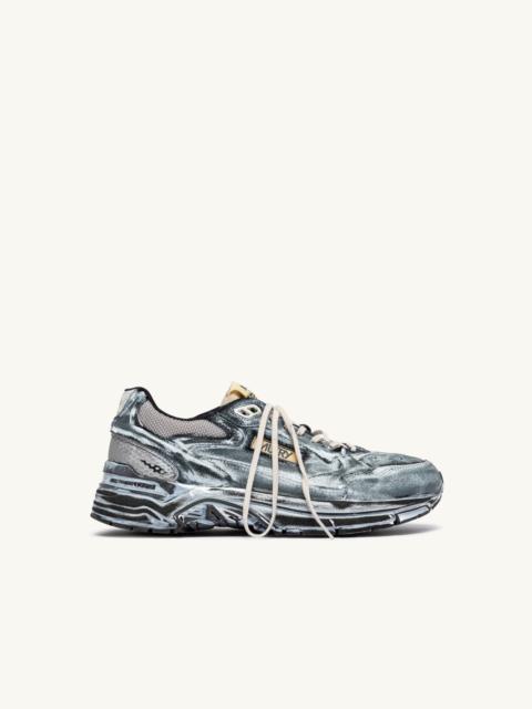 AUTRY HYPERWAY SUPER VINTAGE SNEAKERS IN BLACK AND SILVER SUEDE
