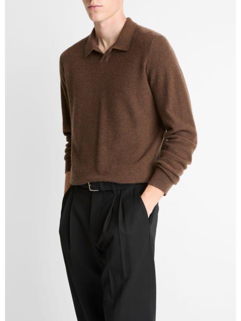 Vince Feed Stripe Plush Cashmere Johnny-Collar Sweater