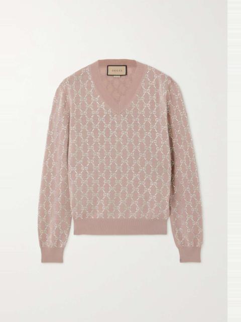 GUCCI Crystal-embellished wool sweater
