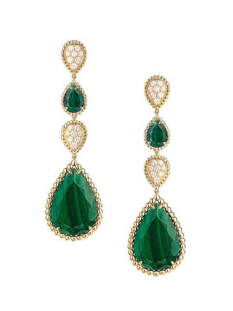 Boucheron Women's Serpent Bohème 18K Yellow Gold, Malachite & Diamond Drop Earrings - Gold