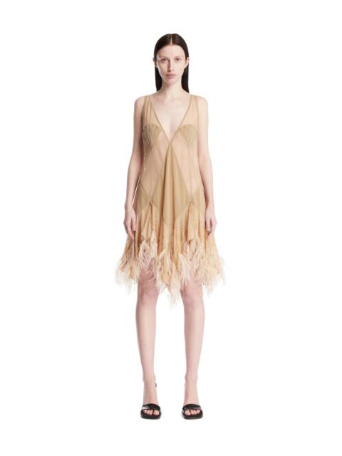 THE ATTICO Beige Feather Mini Dress