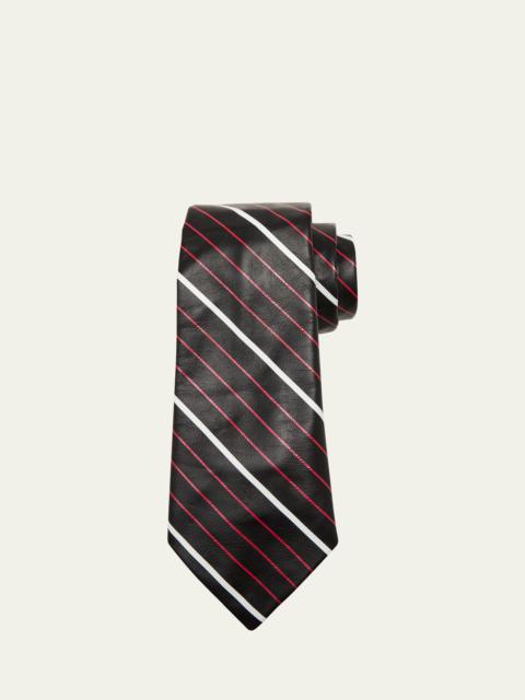 Bottega Veneta Men's Striped Leather Tie