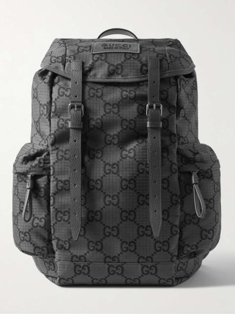 GUCCI Leather-Trimmed Monogrammed Ripstop Backpack