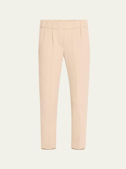 Pull-On Silk Crepe Pants