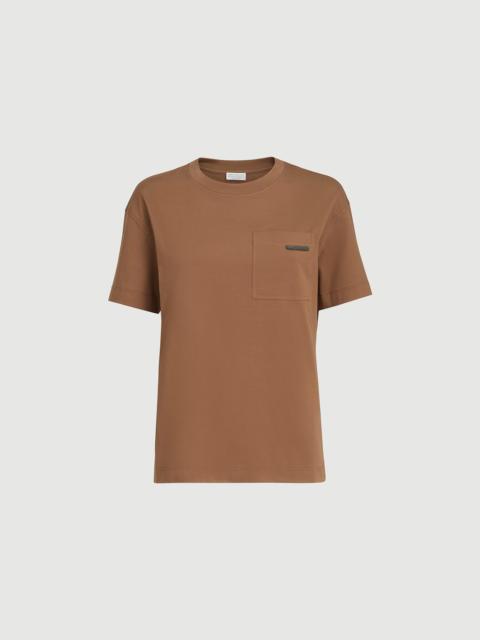 Brunello Cucinelli Cotton jersey T-shirt with shiny tab