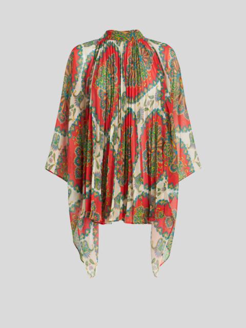Etro PLEATED PAISLEY PONCHO
