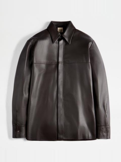 Tod's SHIRT IN LEATHER - BROWN