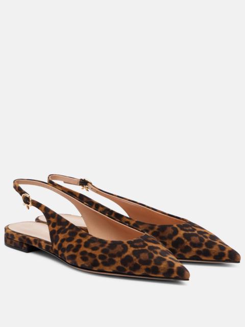 Gianvito Rossi Robbie leopard-print suede slingback flats