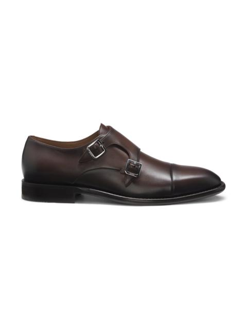 BOSS LEATHER MONK SHOES WITH DOUBLE STRAP