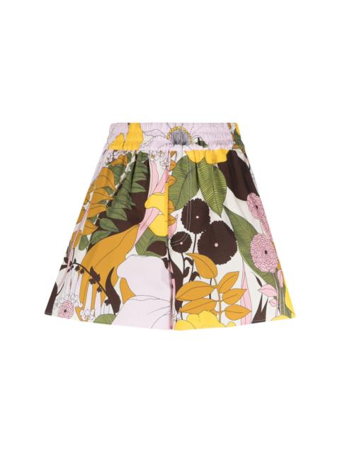 La DoubleJ Big Flowers-print cotton shorts