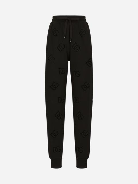 Dolce & Gabbana Jersey jogging pants with cut-out and DG logo