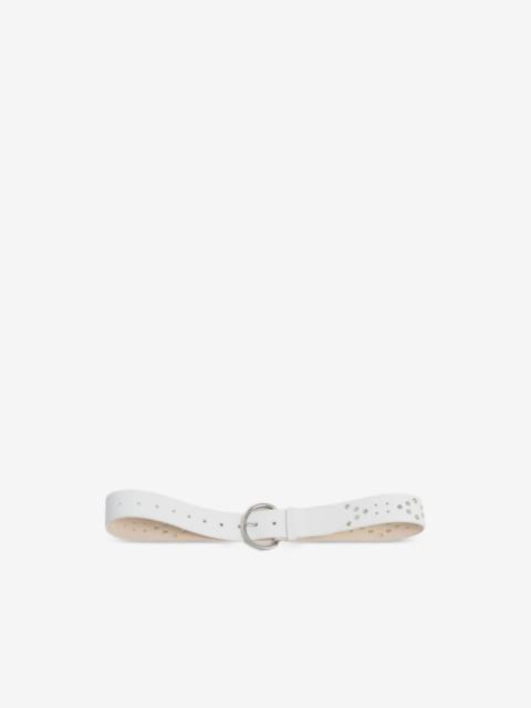 Marni white leather belt with studs