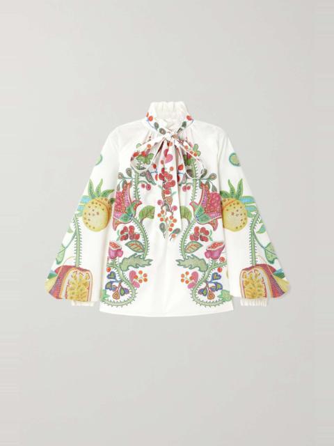 Cerere pussy-bow ruffled floral-print cotton poplin blouse