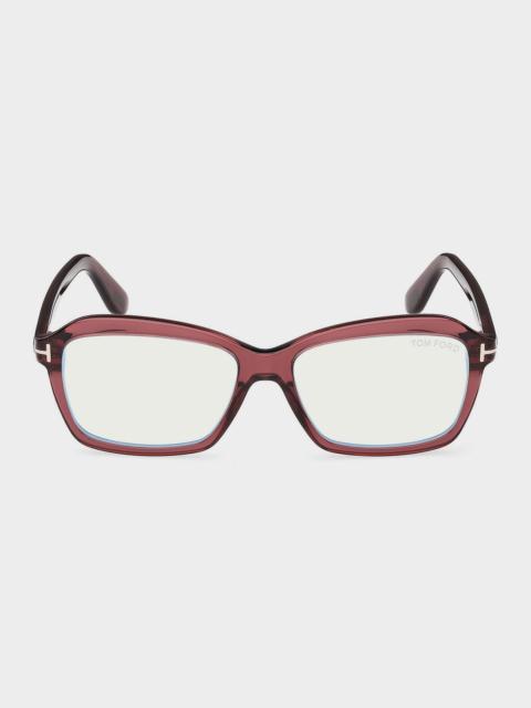 TOM FORD 54MM Blue Block Rectangular Eyeglasses