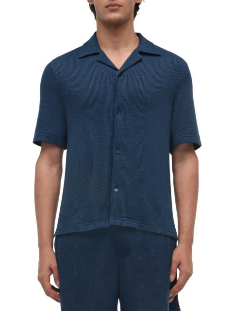 SIMKHAI Men's Troy Waffle-Knit Button-Front Shirt - Midnight
