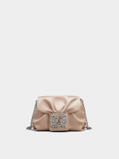 RV Bouquet Strass Buckle Drapé Micro Bag in Satin